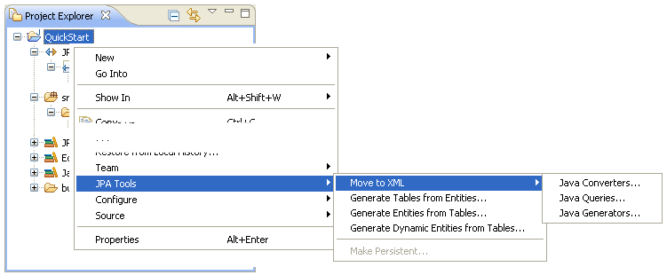 JPA Tools > Generate Dynamic Entities from Tables