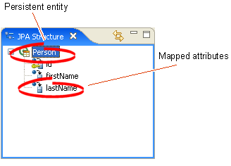 Sample JPA Structure view for an entity.