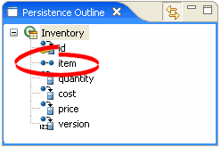 Item attribute iin the Persistence Outline view.