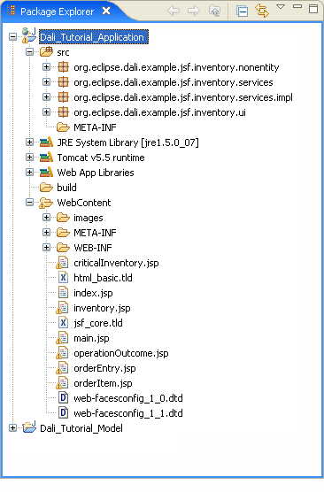 This figure shows the Dali_Tutorial_Application project.