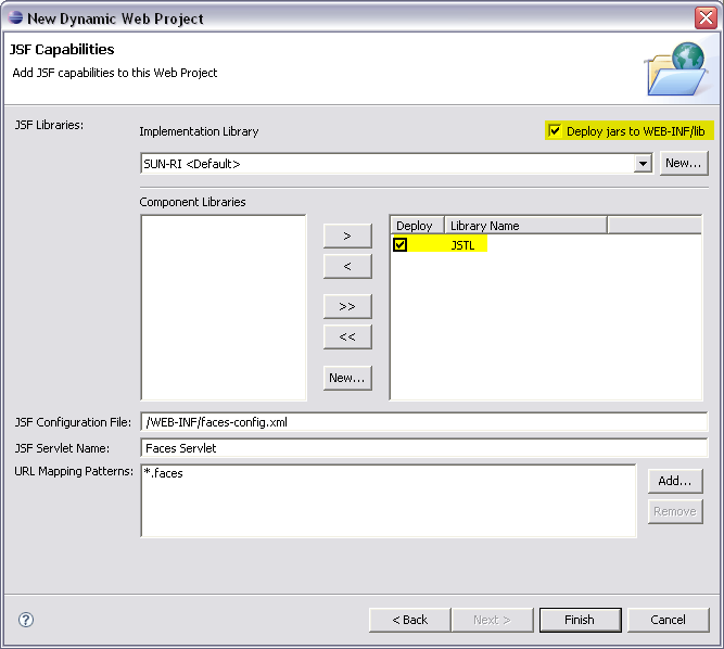 JSF Capabilities page