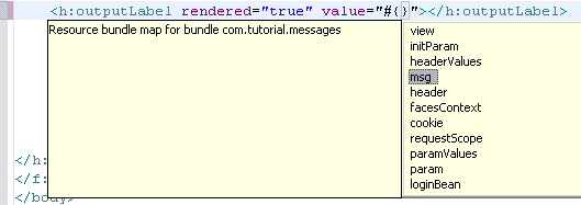 Content assist for resource bundle