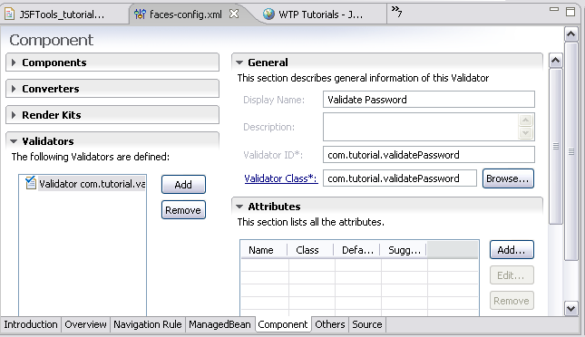 Faces Config Editor register Validator