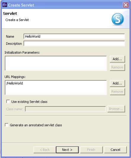 Servlet Creation Wizard