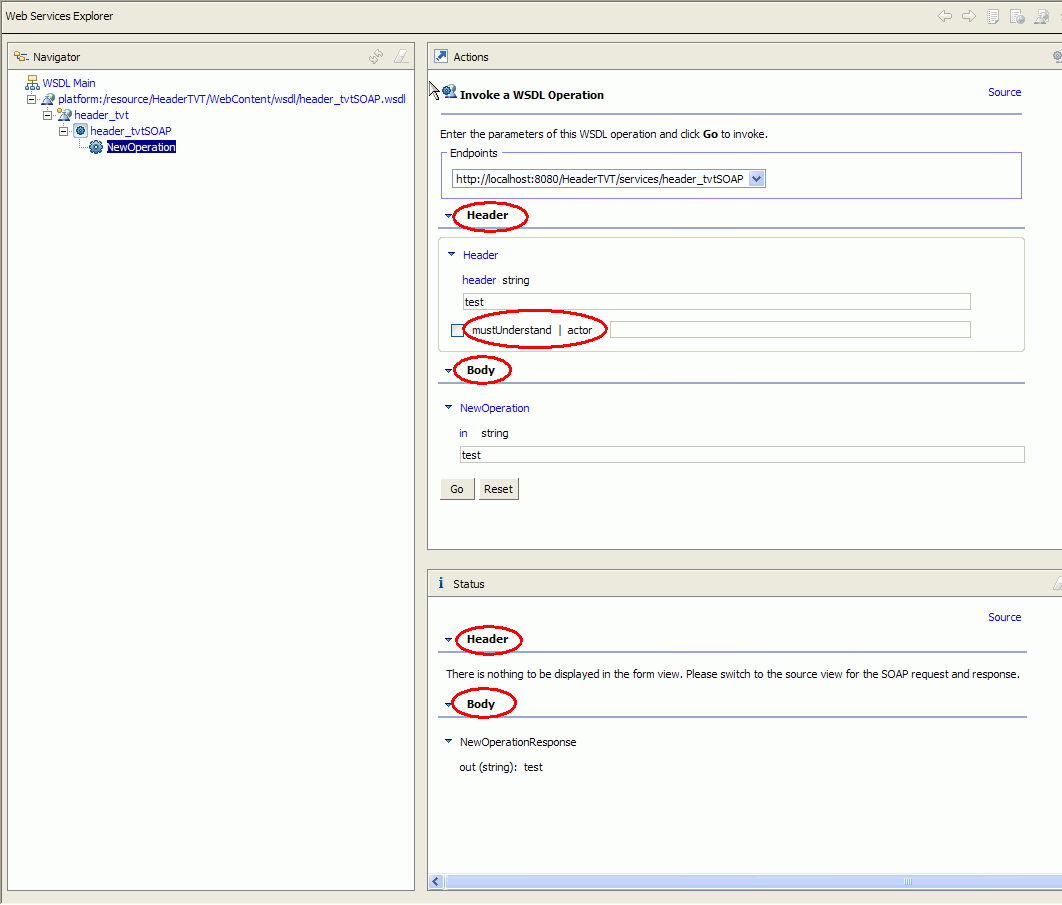 SOAP Header support in Web Services Explorer