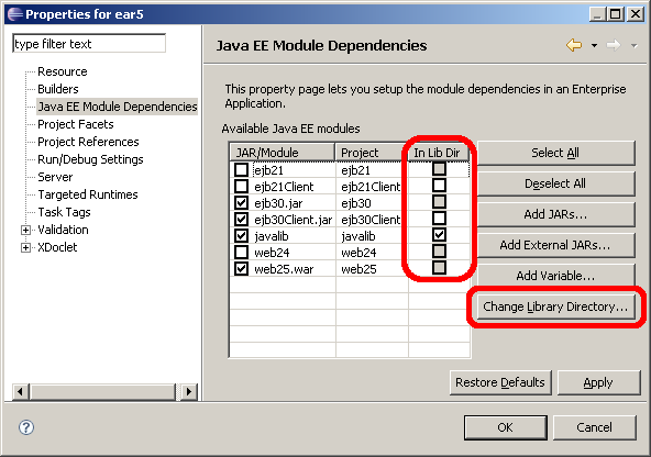 J2EE Module Dependencies