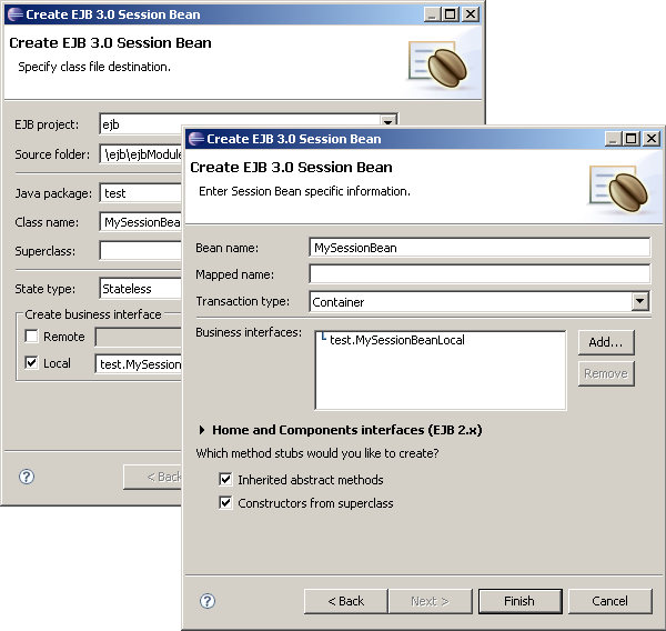 Session Bean wizard