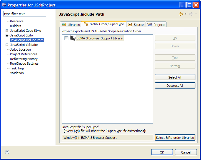 Setting the JavaScript Include Path