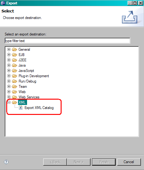 export xml catalog