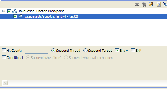 Function Breakpoint Detail Pane