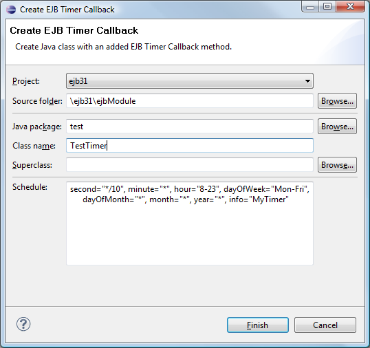 EJB Timer wizard