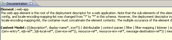 The XML Documentation view