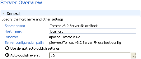 Server publishing options