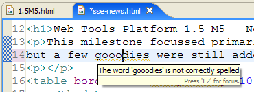 Spelling warning in HTML editor